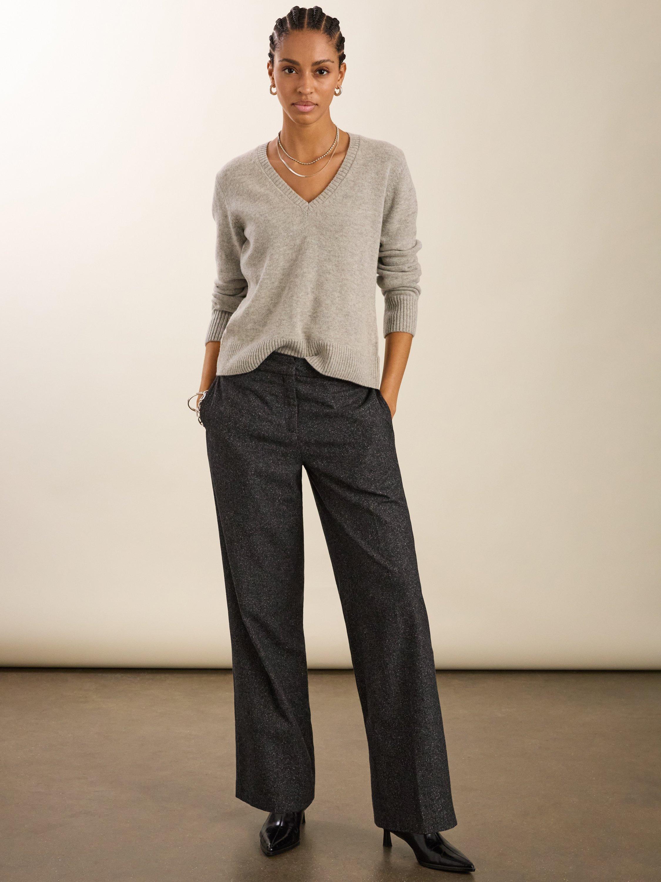 Product image 4 of 5, which shows Baukjen Emmeline V-Neck Wool Blend Jumper, Ash Marl, 8