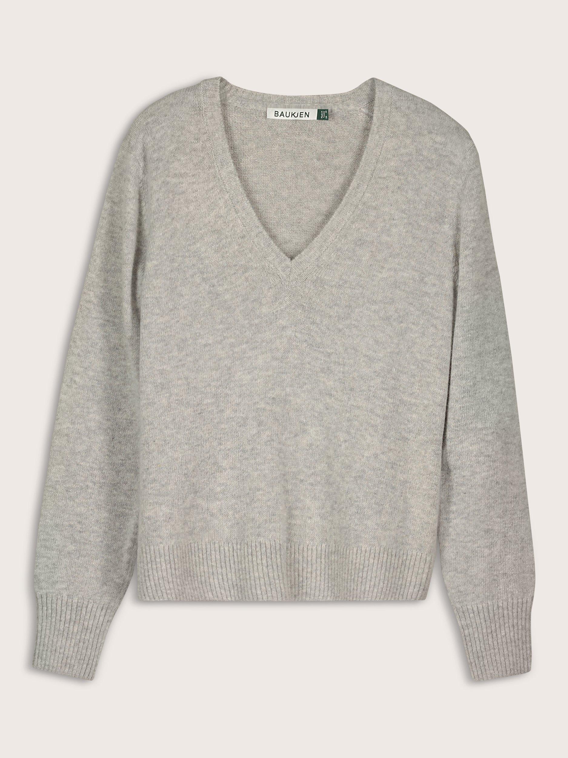 Product image 5 of 5, which shows Baukjen Emmeline V-Neck Wool Blend Jumper, Ash Marl, 8