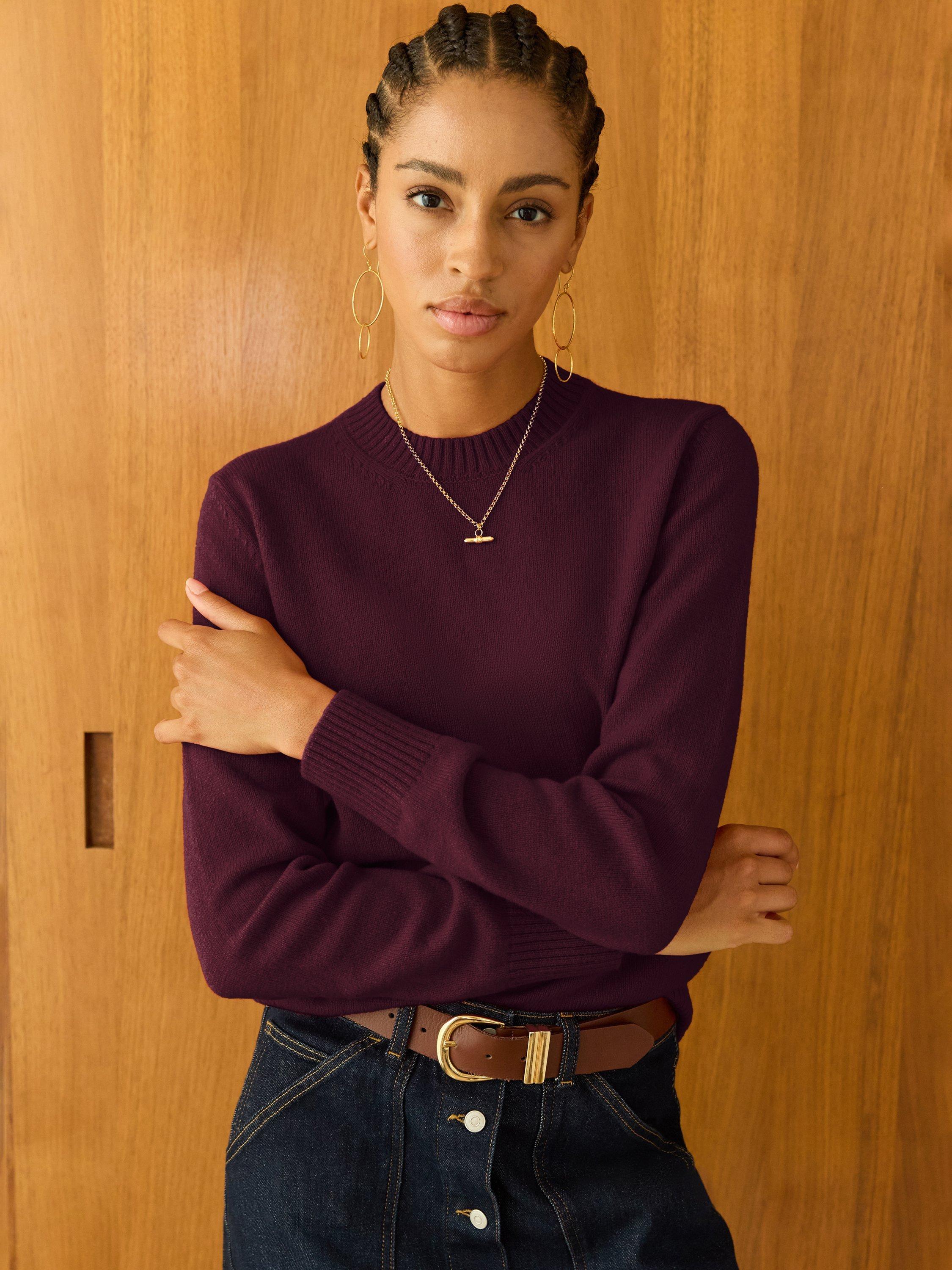 Product image 1 of 4, which shows Baukjen Zucca Wool Rich Jumper, Burgundy, 6