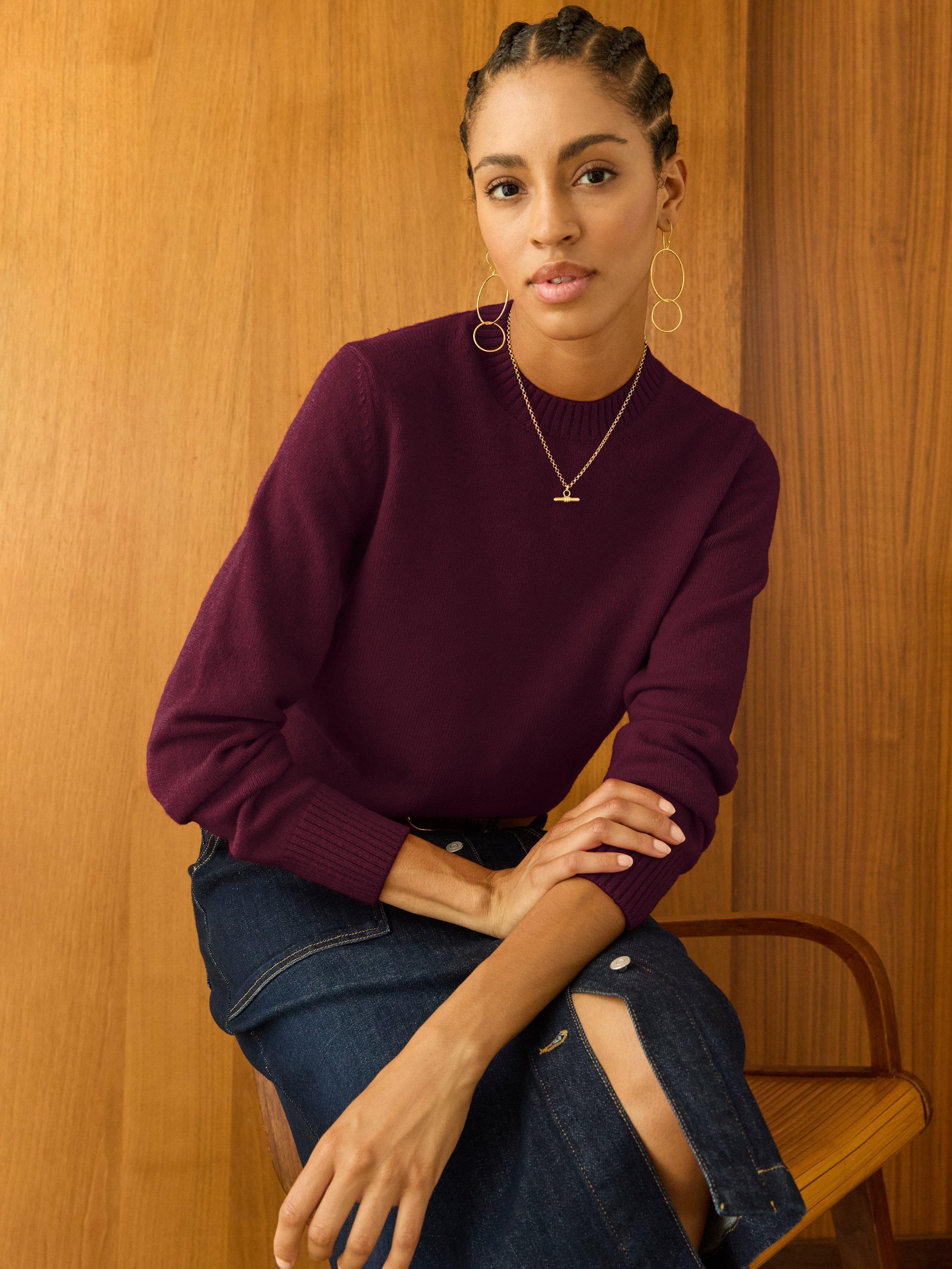 Product image 2 of 4, which shows Baukjen Zucca Wool Rich Jumper, Burgundy, 6