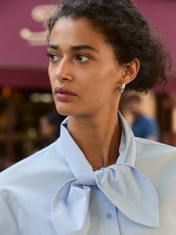 Baukjen Kai Cotton Tie Neck Shirt, Ice Blue - view 2, Ice Blue