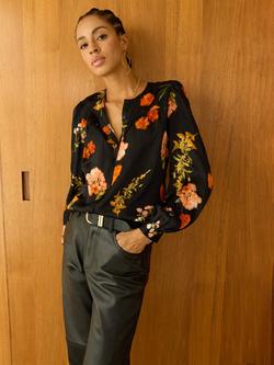 Baukjen Micah Floral Blouse containing LENZING™ ECOVERO™ Viscose, Black/Multi, Black/Multi