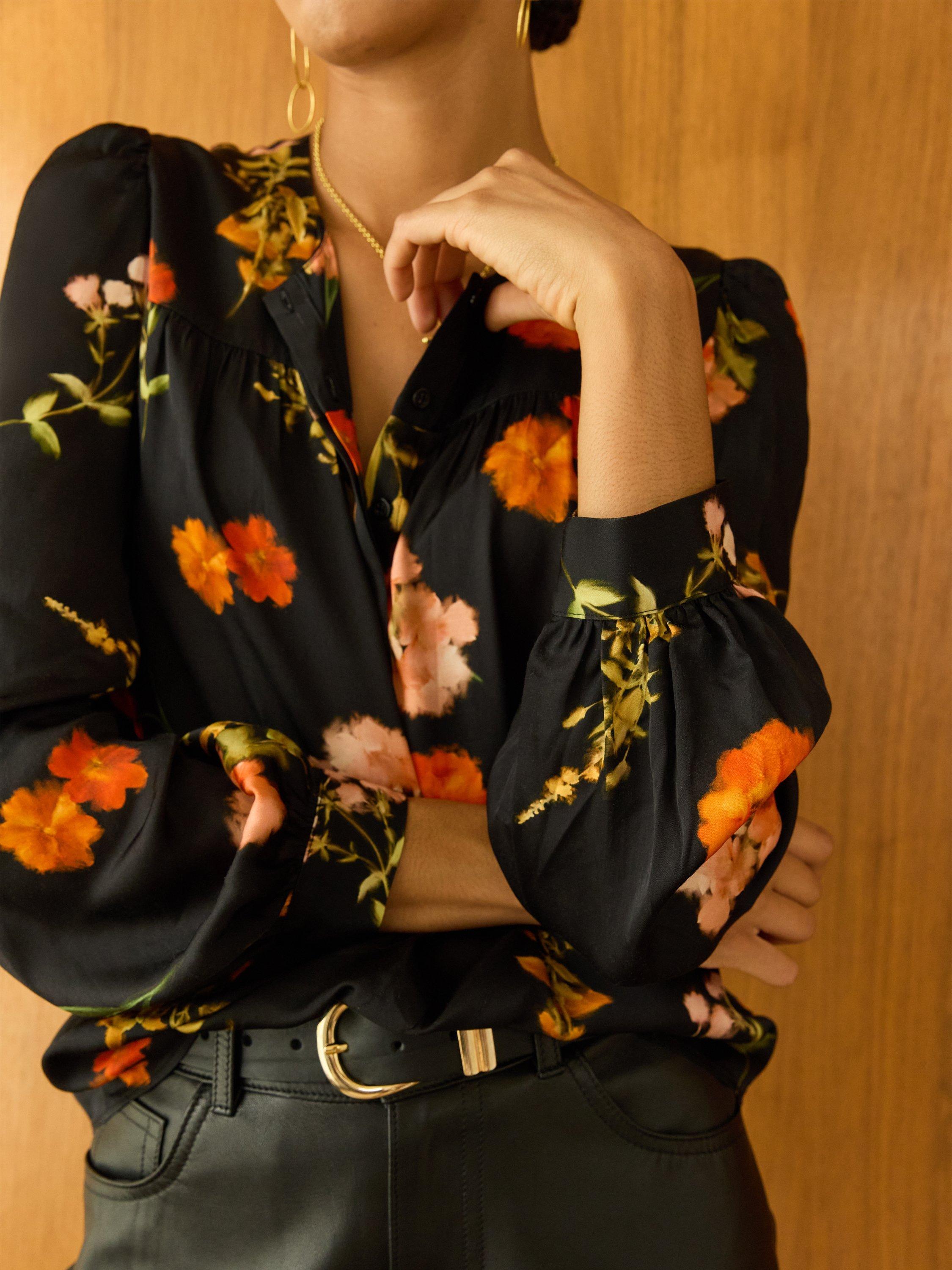 Product image 2 of 6, which shows Baukjen Micah Floral Blouse containing LENZING™ ECOVERO™ Viscose, Black/Multi, 10