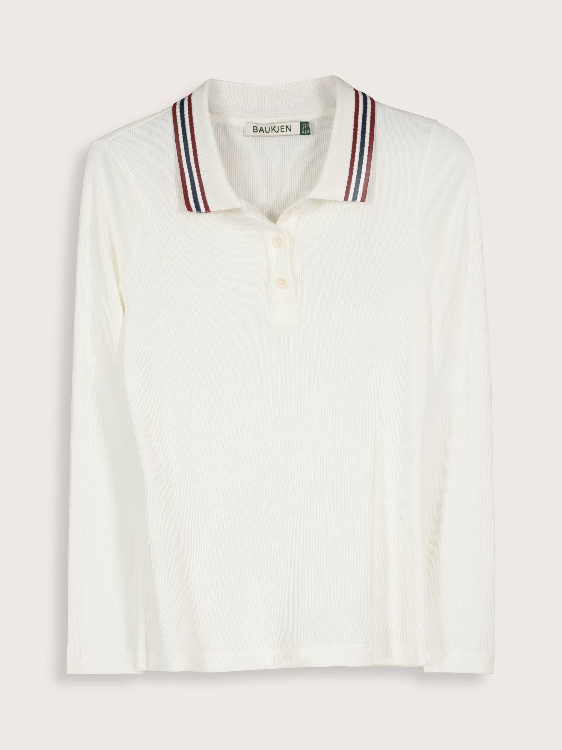 Product image 4 of 5, which shows Baukjen Cameron Stripe Collar Polo Top, Cream, 10