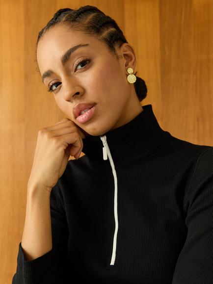 Baukjen Clayton Zip Turtleneck Top - view 2, Caviar Black
