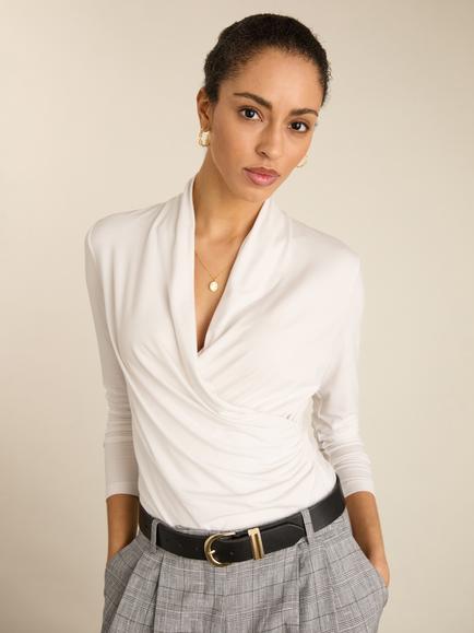 Baukjen Gylda Wrap Top containing LENZING™ ECOVERO™ Viscose, Pure White