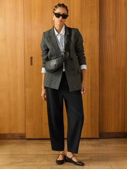 Baukjen Evora Wool Blend Barrel Leg Trousers, Caviar Black, Caviar Black
