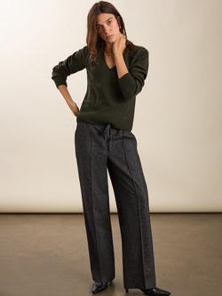 Baukjen Fera Wool Blend Wide Leg Trousers, Grey, Grey