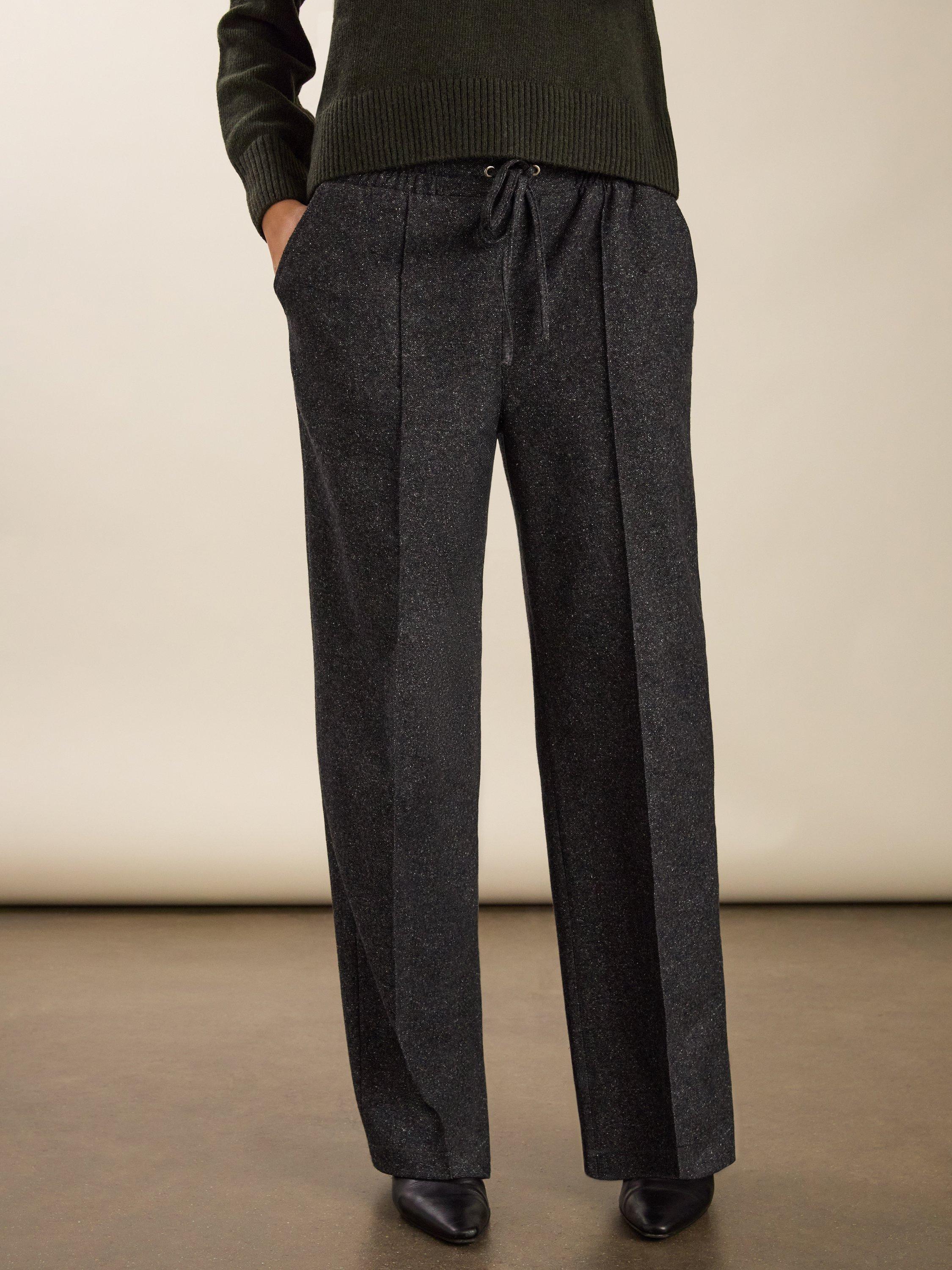 Product image 2 of 6, which shows Baukjen Fera Wool Blend Wide Leg Trousers, Grey, 6