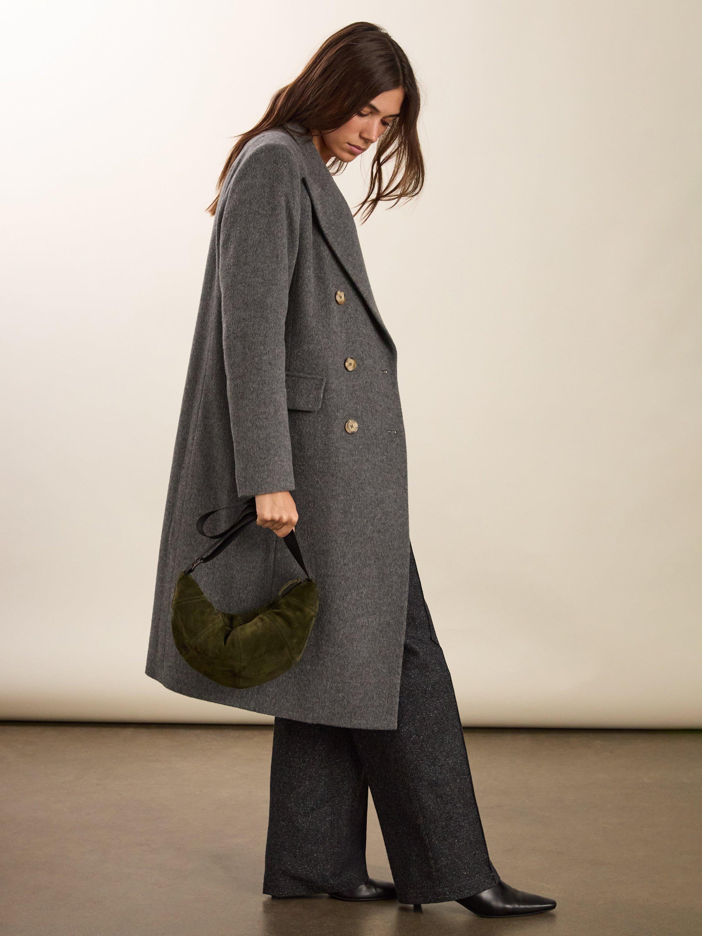 Product image 6 of 6, which shows Baukjen Fera Wool Blend Wide Leg Trousers, Grey, 6