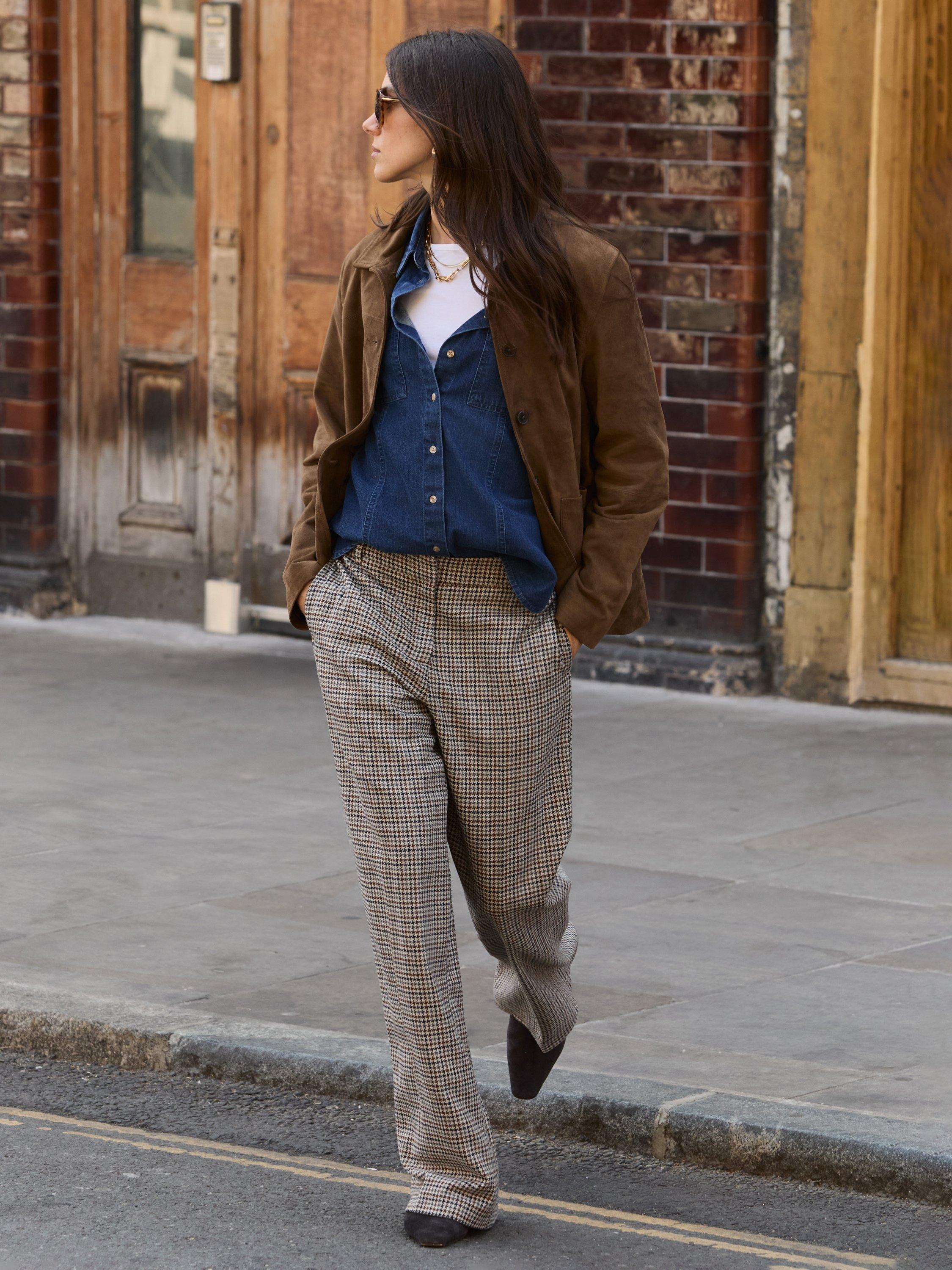 Product image 1 of 4, which shows Baukjen Gwynnie Check Trousers, Neutral/Multi, 10