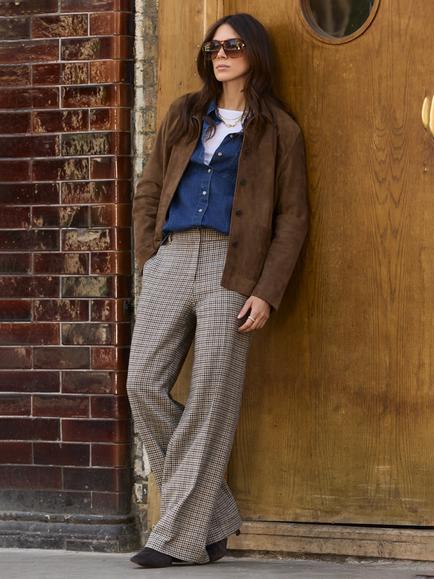 Baukjen Gwynnie Check Trousers, Neutral/Multi - view 2, Neutral/Multi