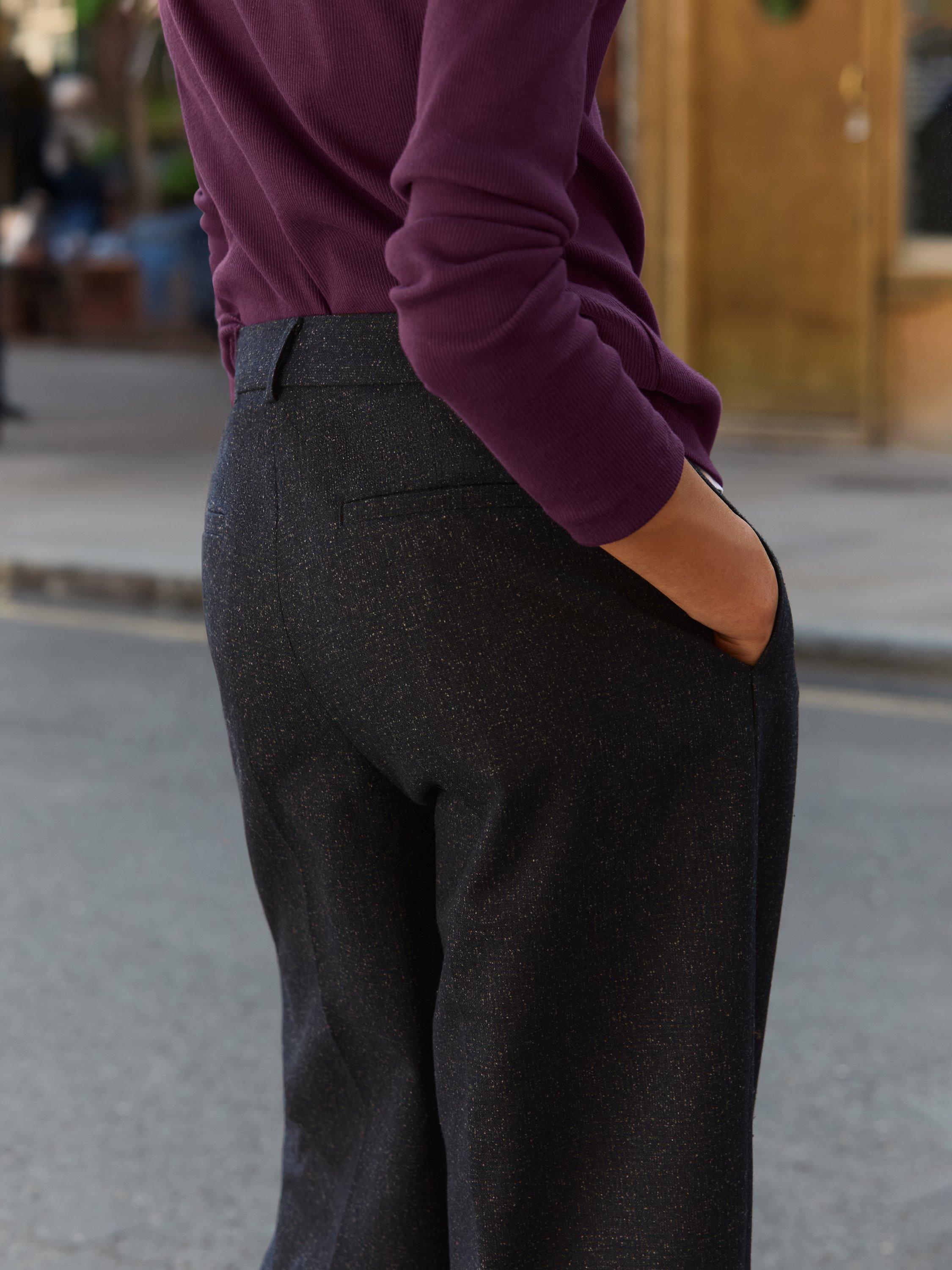 Product image 5 of 6, which shows Baukjen Gwynnie Check Wool Blend Trousers, Navy, 10