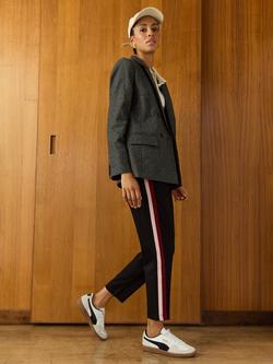 Baukjen Jay Side Stripe Trousers containing LENZING™ ECOVERO™ Viscose, Caviar Black/Burgundy - view 2, Caviar Black/Burgundy
