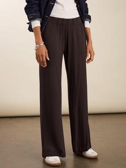 Baukjen Palazzo Trousers containing LENZING™ ECOVERO™ Viscose, Dark Chocolate - view 2, Dark Chocolate