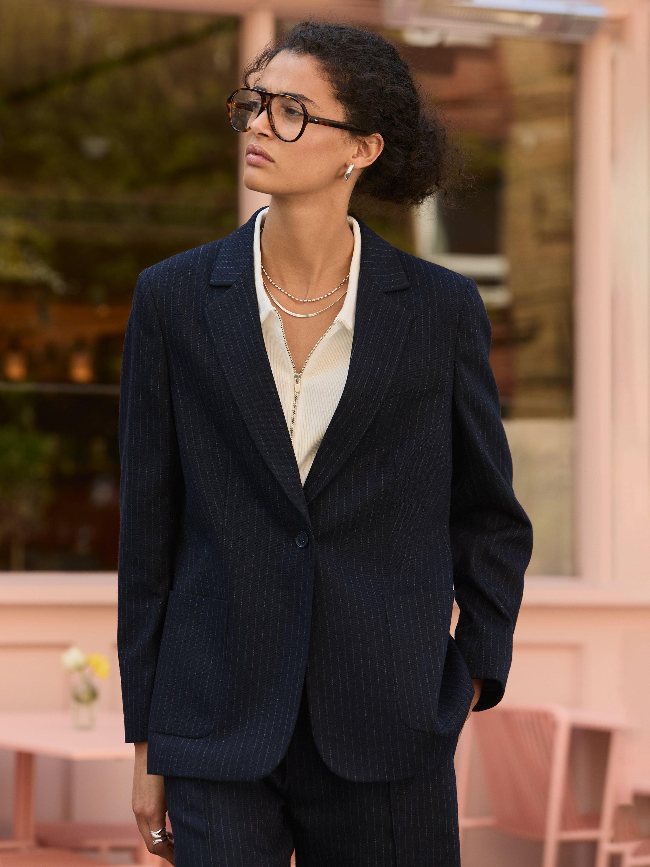 Product image 1 of 5, which shows Baukjen Carson Pinstripe Blazer, Navy, 10