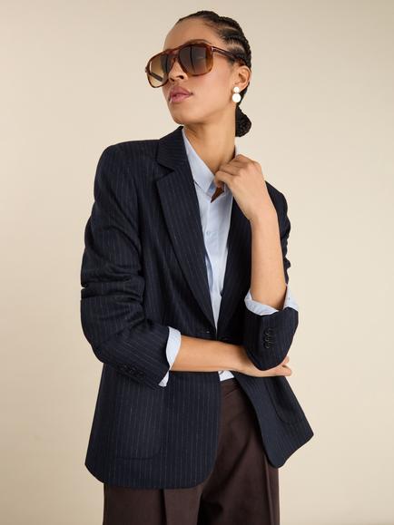 Baukjen Carson Pinstripe Blazer, Navy, Navy