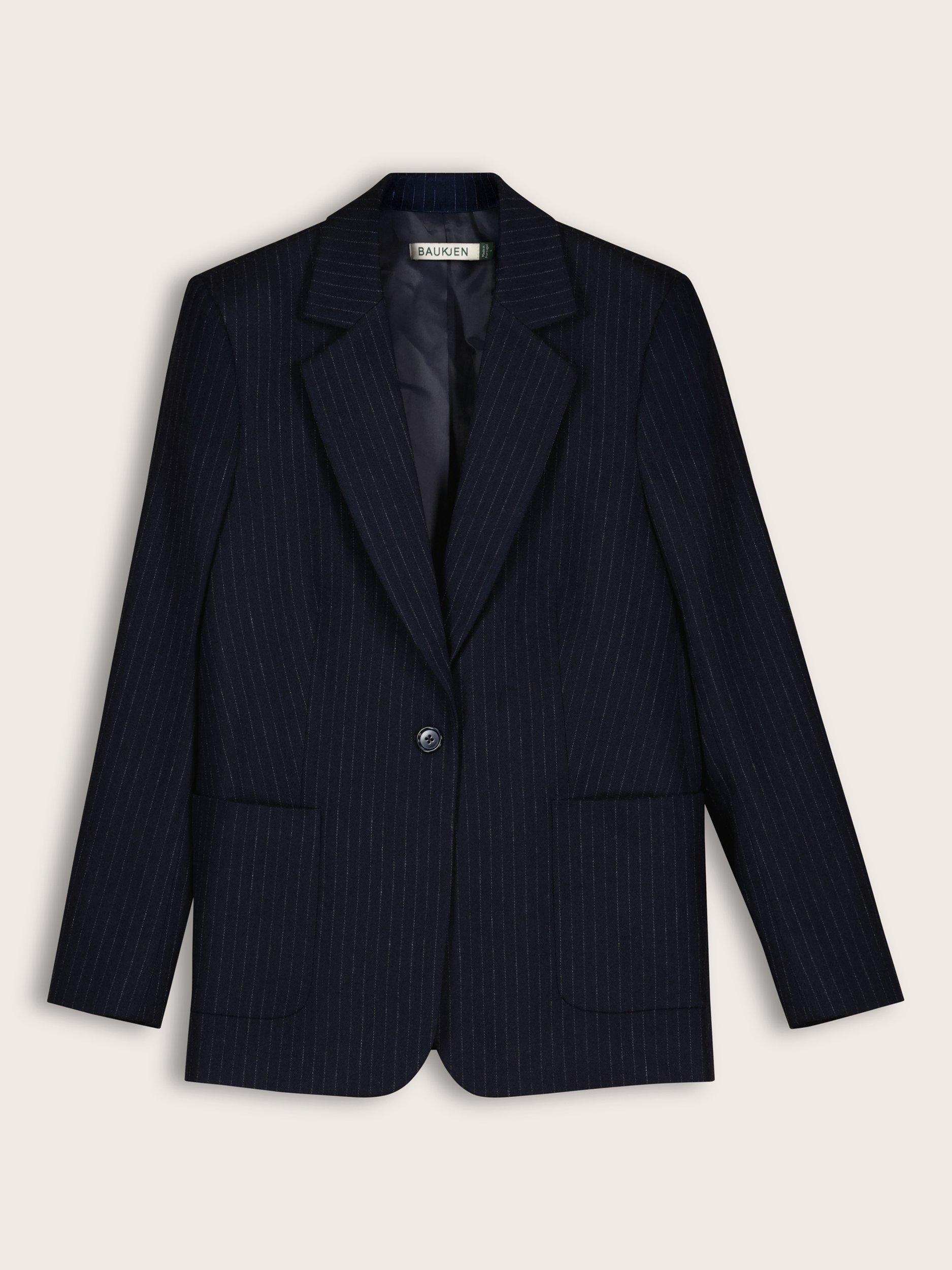 Product image 4 of 5, which shows Baukjen Carson Pinstripe Blazer, Navy, 10