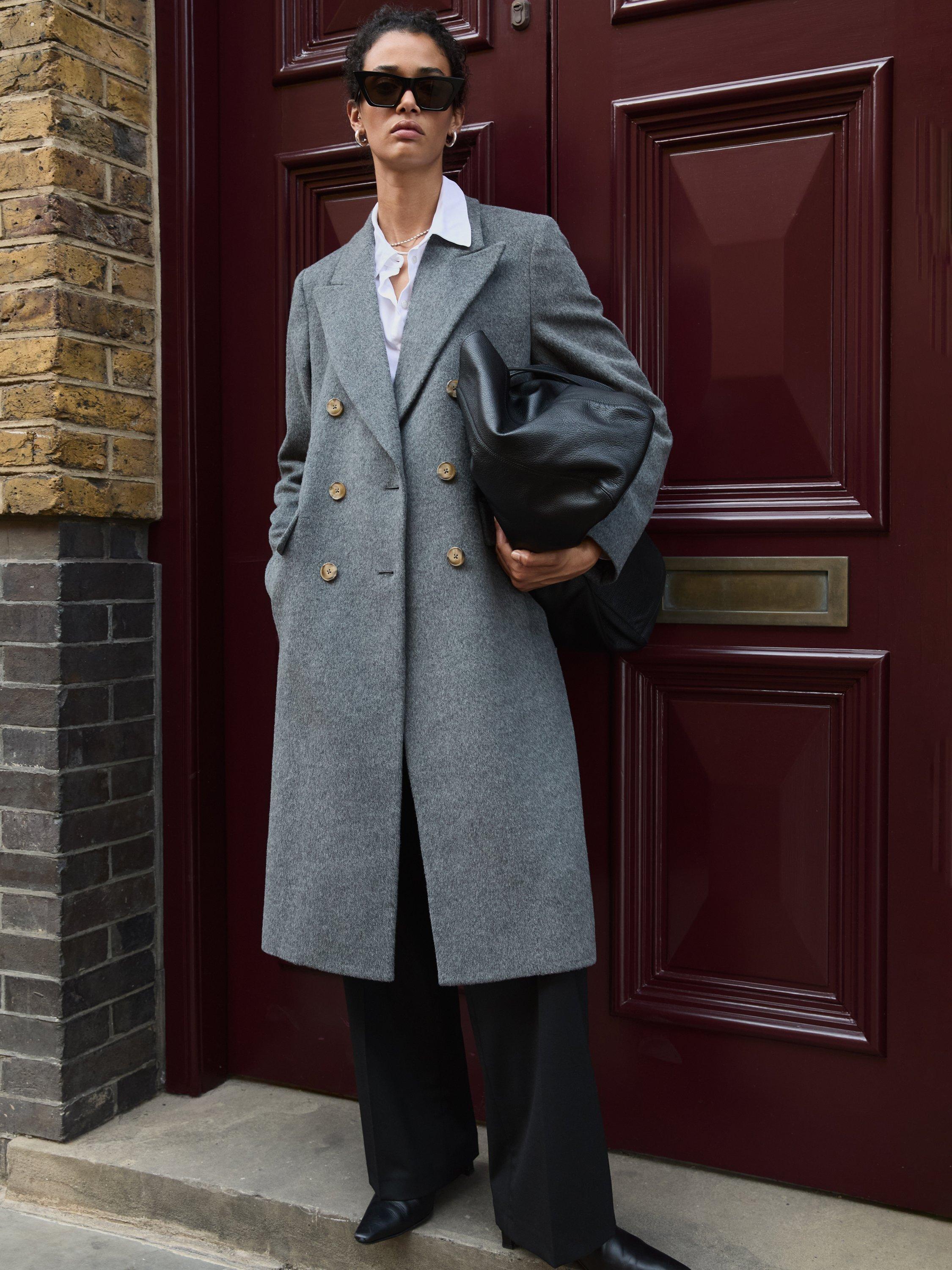Product image 1 of 5, which shows Baukjen Kennedy Tailored Wool Blend Coat, Grey, 10