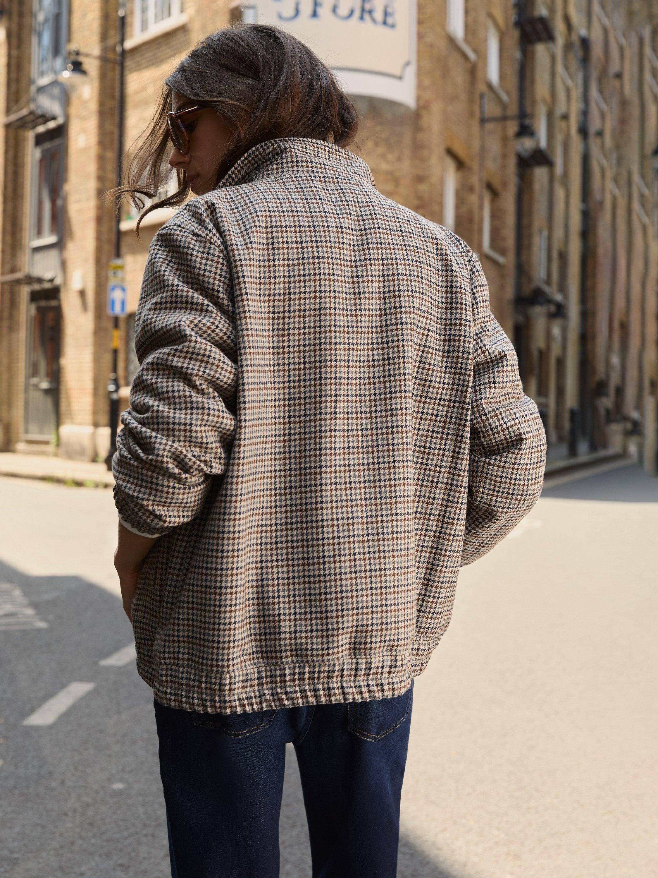 Product image 3 of 5, which shows Baukjen Sibel Check Tailored Bomber Jacket, Neutral/Multi, 10