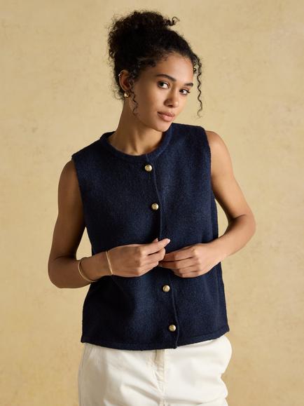 Joules Holly Button Tank Top, Navy