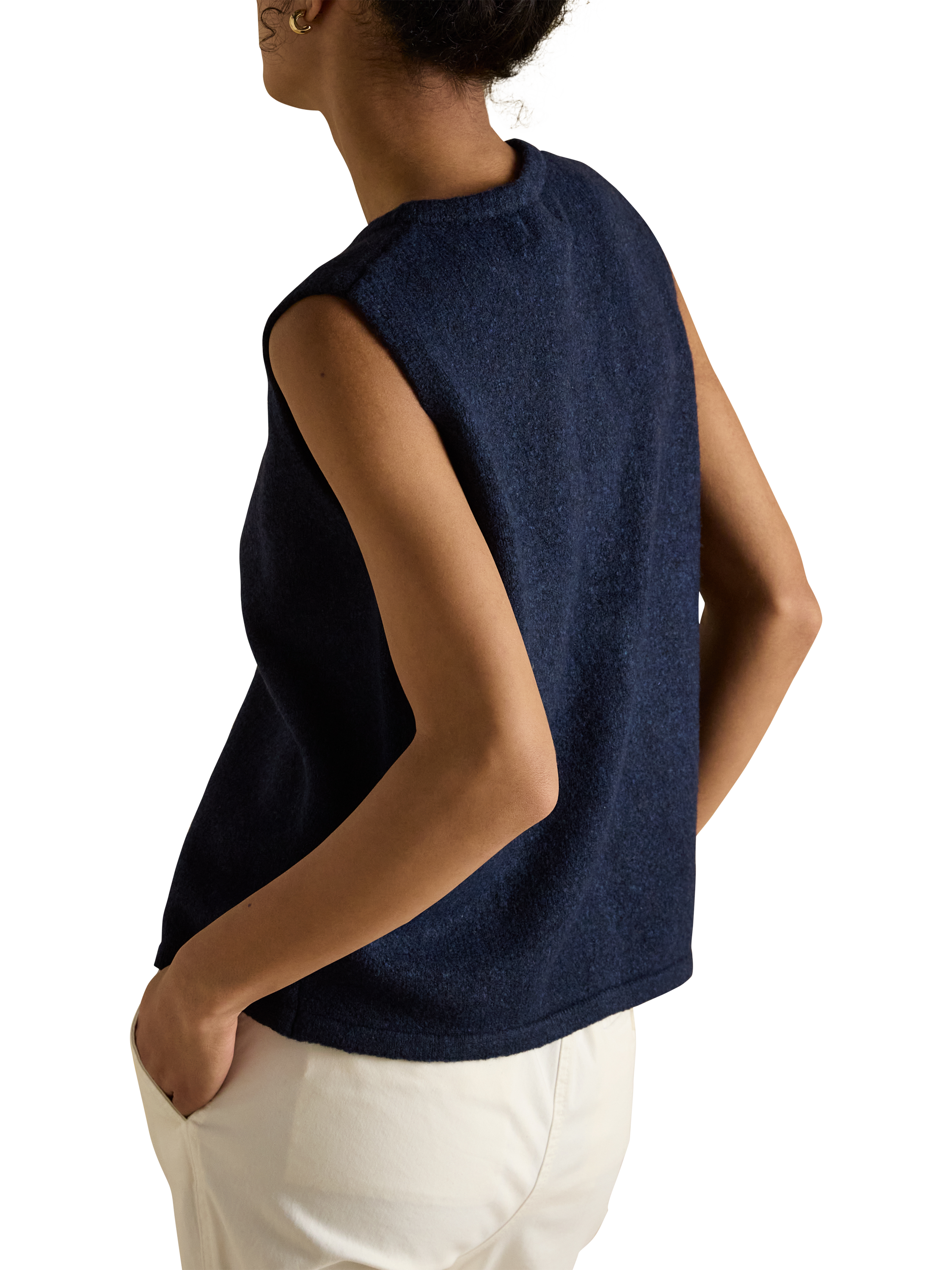 Product image 6 of 7, which shows Joules Holly Button Tank Top, Navy, XS