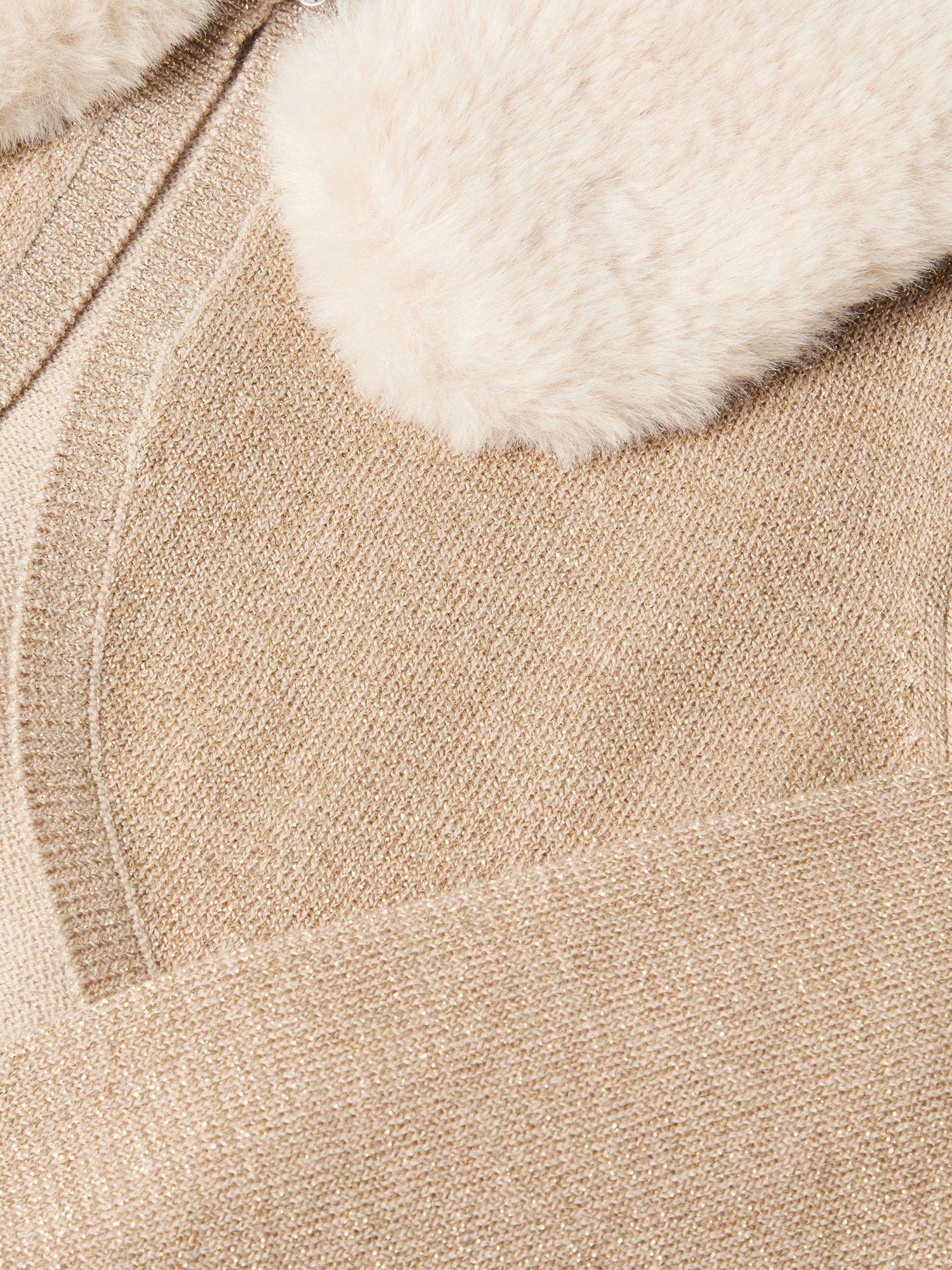 Product image 3 of 3, which shows Monsoon Kids' Fuzzy Cardigan, Gold, 7-8 years