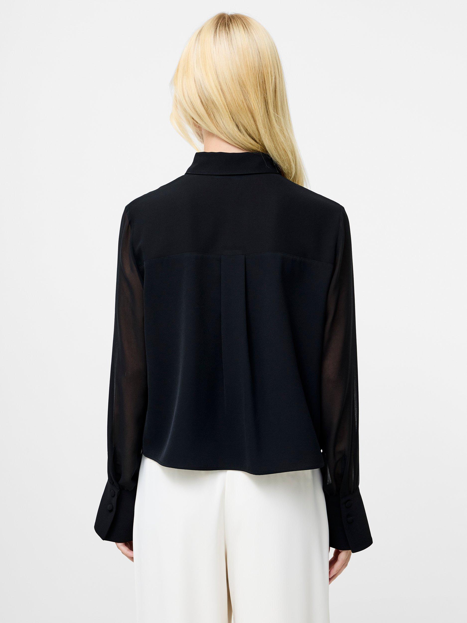 Product image 4 of 5, which shows French Connection Arezzo Neck Tie Shirt, Black, XS