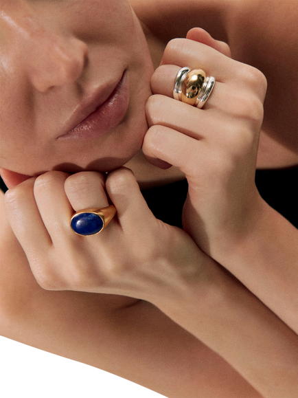 Shyla Serifos Oval Stone Ring, Lapis - view 2, Lapis