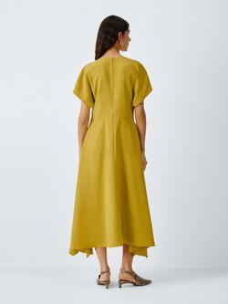 John Lewis V-Neck Cap Sleeve Panelled Midi Dress - view 2, Deep Yellow