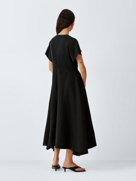 John Lewis V-Neck Cap Sleeve Panelled Midi Dress - view 2, Black