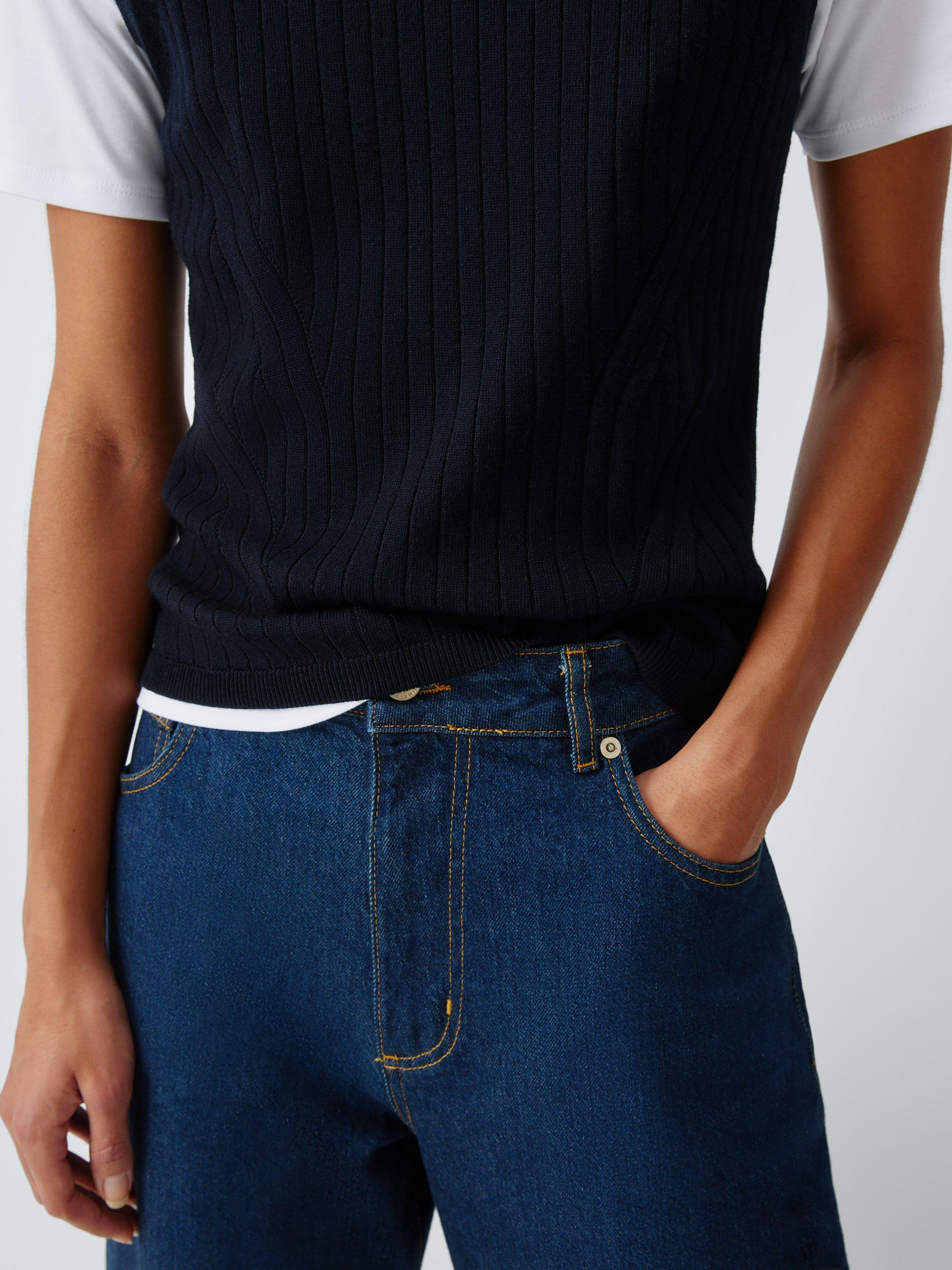 Product image 6 of 6, which shows John Lewis Merino Wool Blend Rib Knit Tank Top, Navy, 8