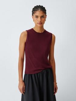 John Lewis Merino Wool Blend Rib Knit Tank Top, Burgundy