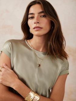 Mint Velvet Layered Stone Necklace, Gold/Red - view 2, Gold/Red