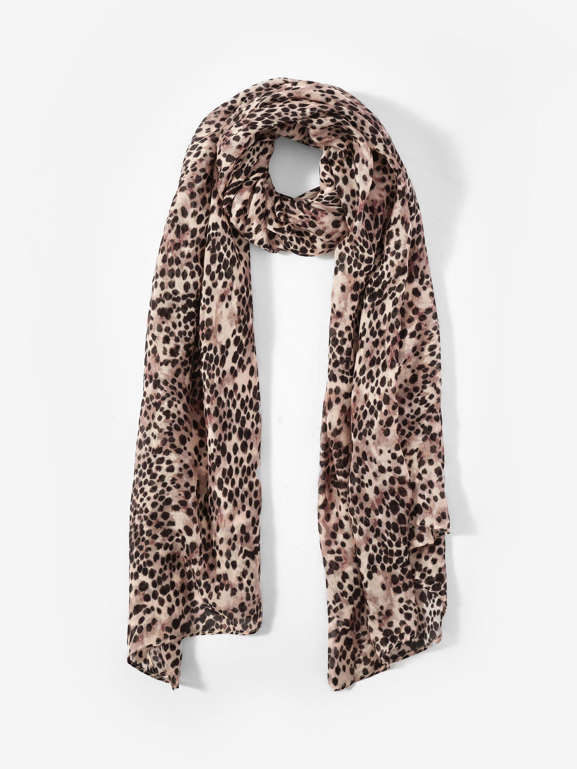 Mint Velvet Leopard Print Lightweight Scarf, Brown/Multi