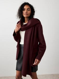 Mint Velvet Wool Blend Blanket Scarf, Red Burgundy - view 2, Red Burgundy