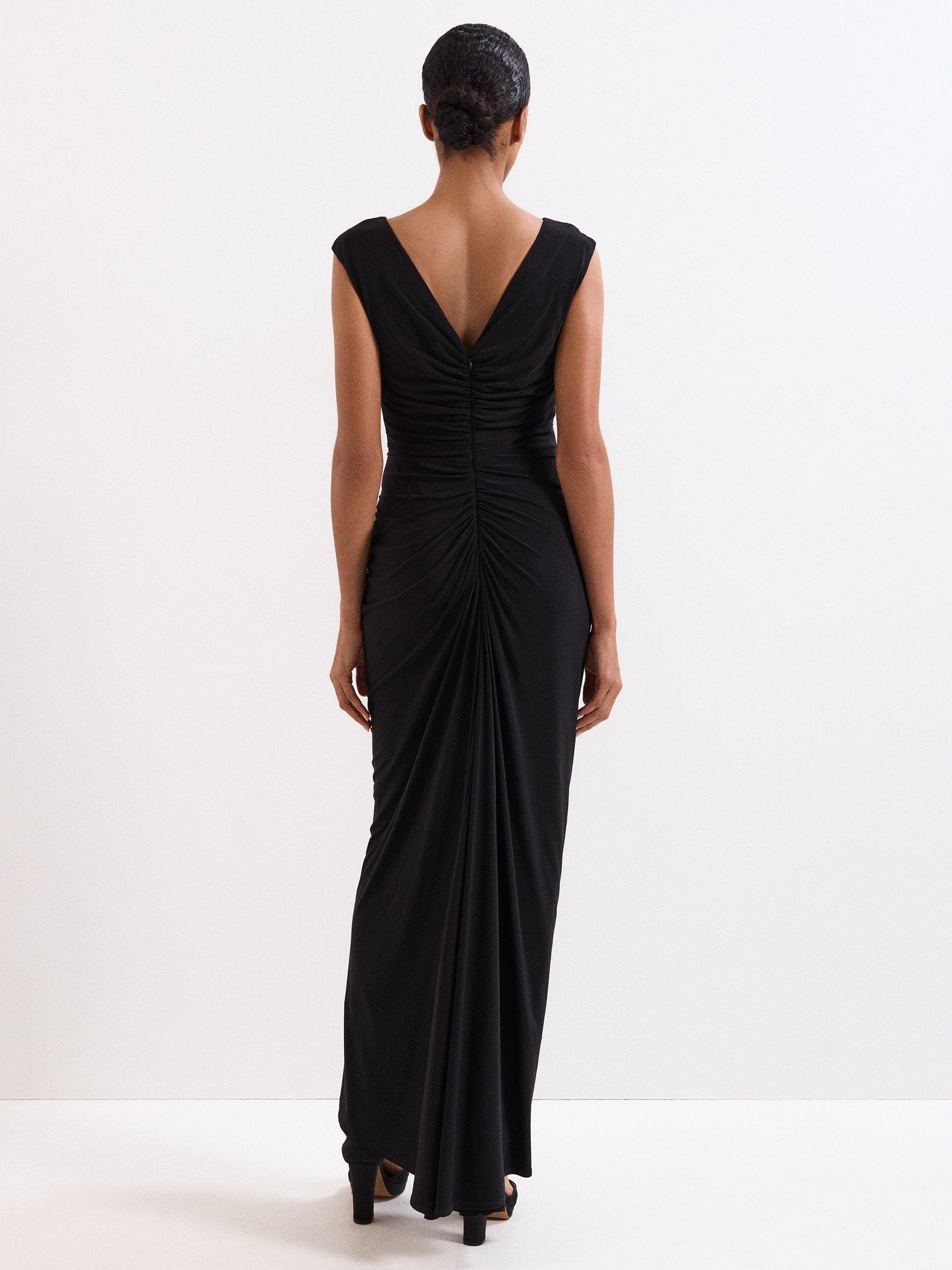 Product image 2 of 10, which shows Phase Eight Donna Drape Maxi Dress, Black, 26