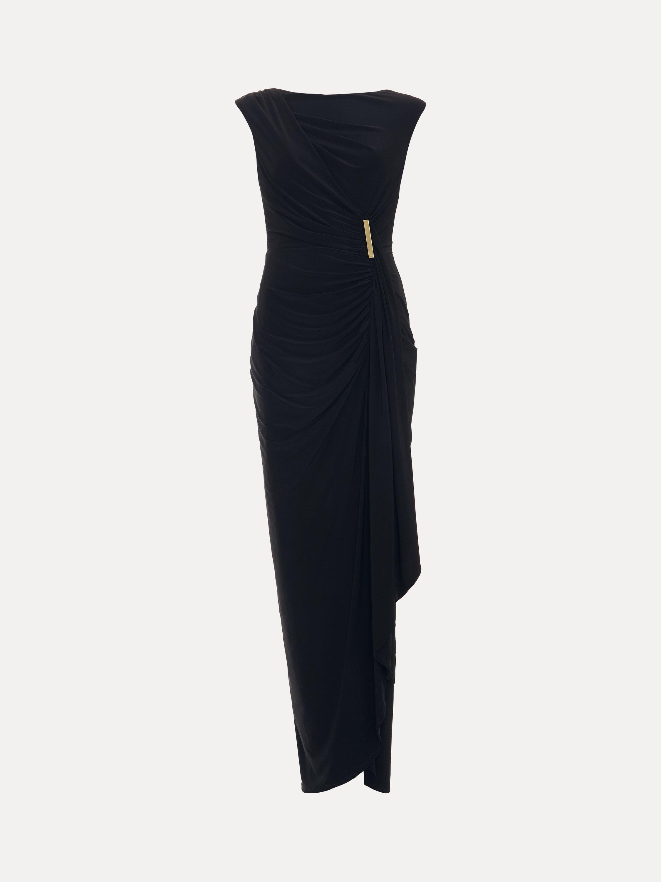 Product image 5 of 10, which shows Phase Eight Donna Drape Maxi Dress, Black, 26