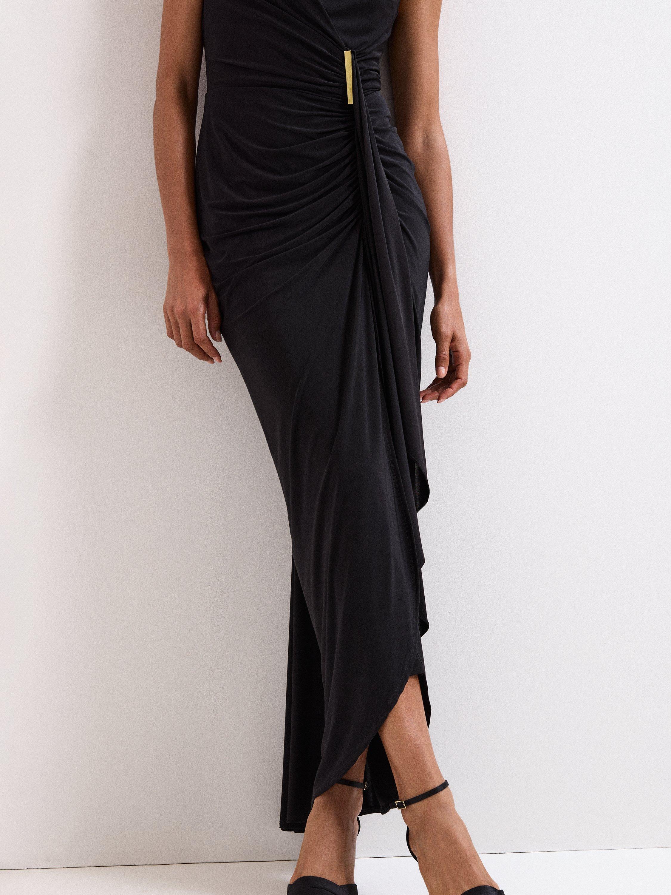 Product image 8 of 10, which shows Phase Eight Donna Drape Maxi Dress, Black, 26