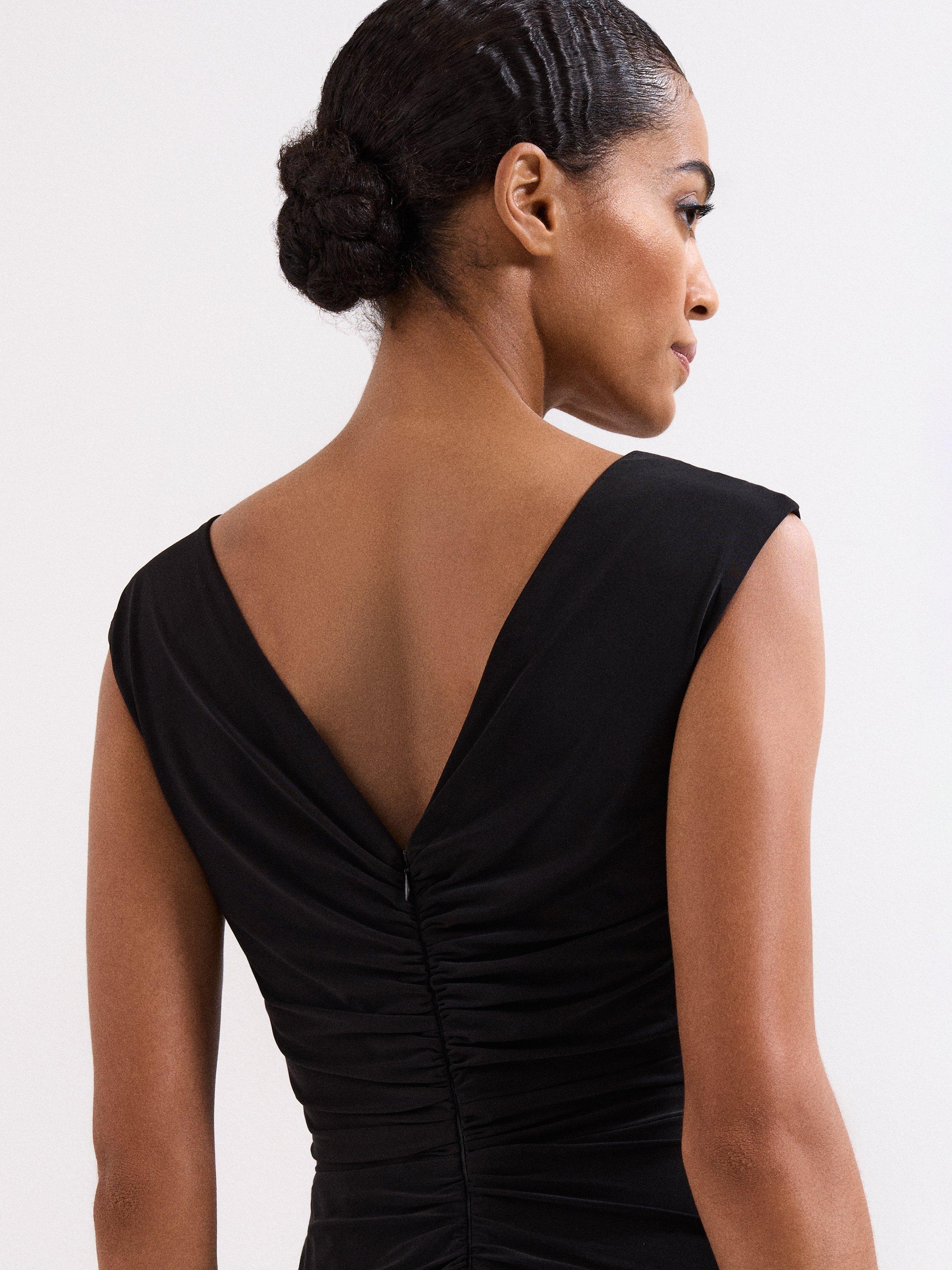 Product image 9 of 10, which shows Phase Eight Donna Drape Maxi Dress, Black, 26