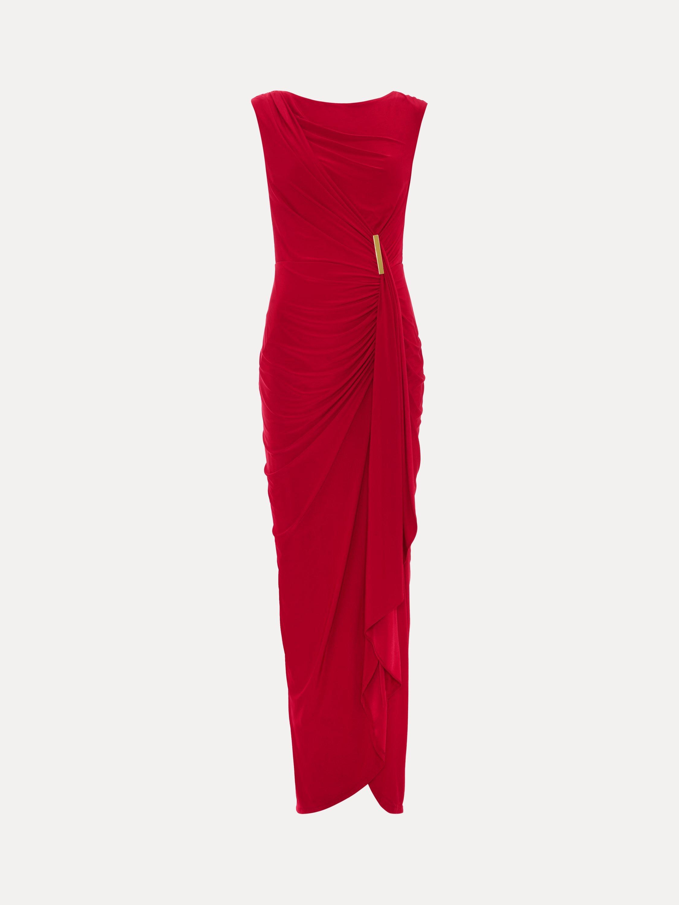 Product image 5 of 9, which shows Phase Eight Donna Drape Maxi Dress, Red, 6