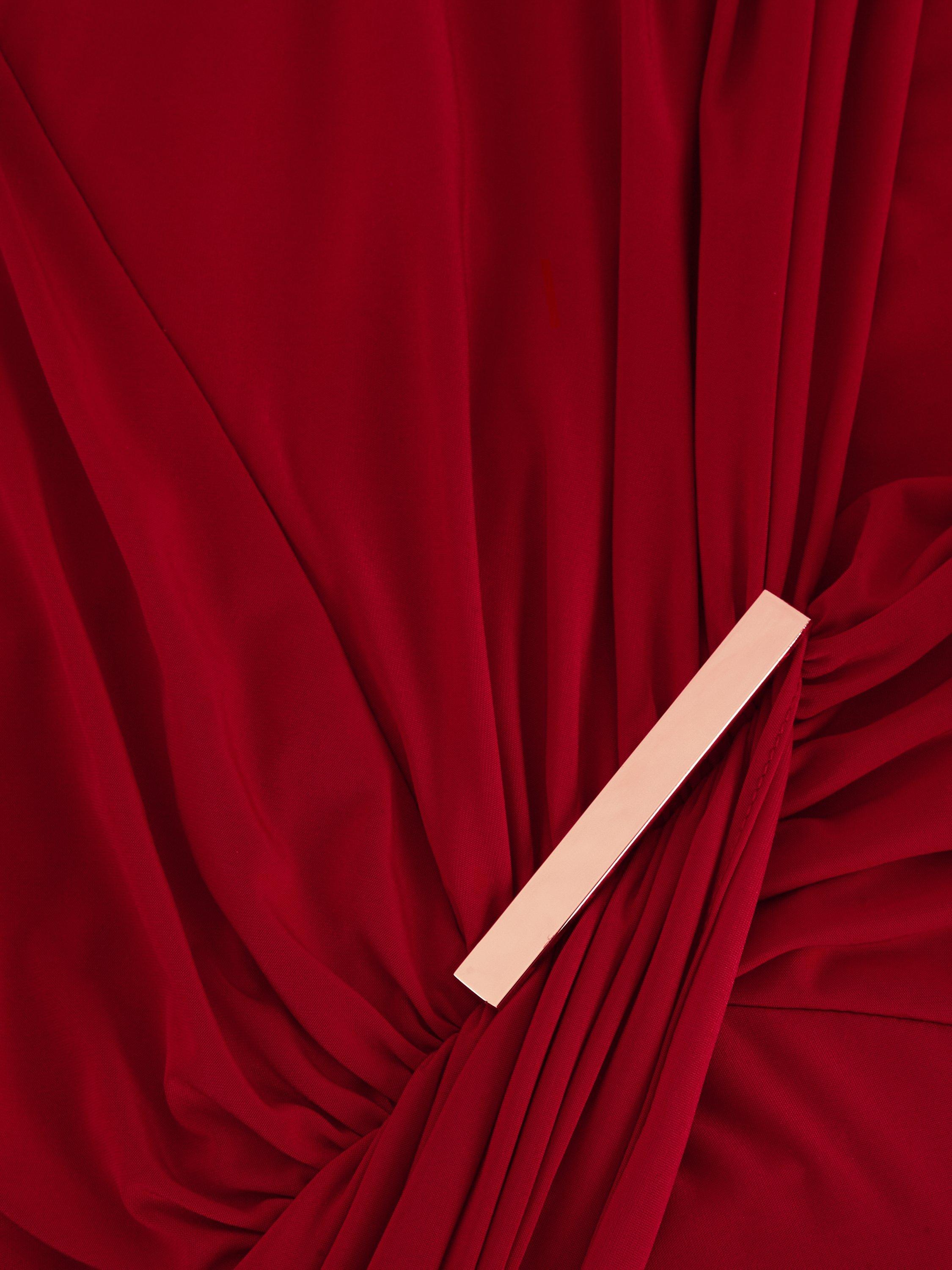 Product image 6 of 9, which shows Phase Eight Donna Drape Maxi Dress, Red, 6