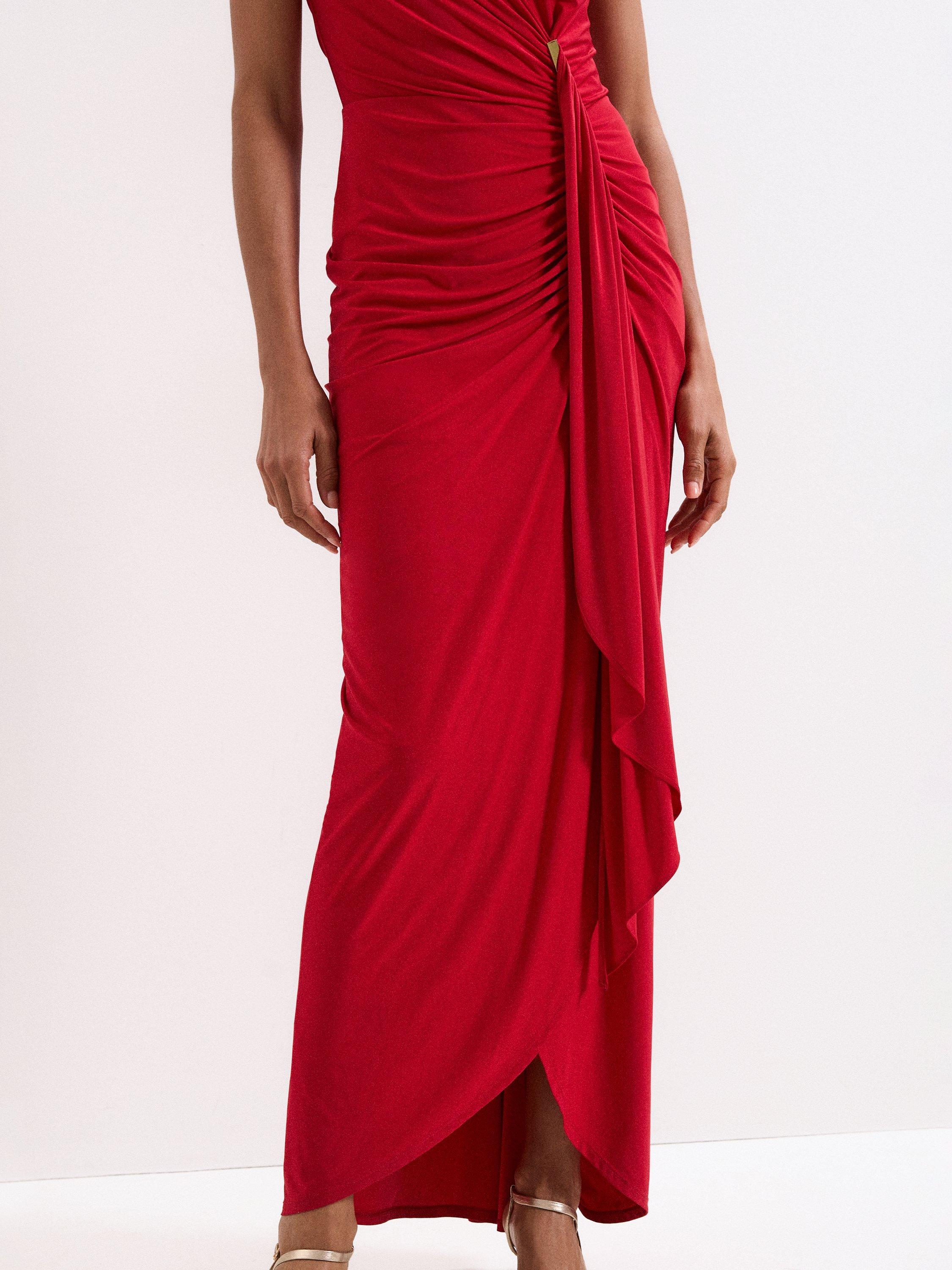 Product image 8 of 9, which shows Phase Eight Donna Drape Maxi Dress, Red, 6