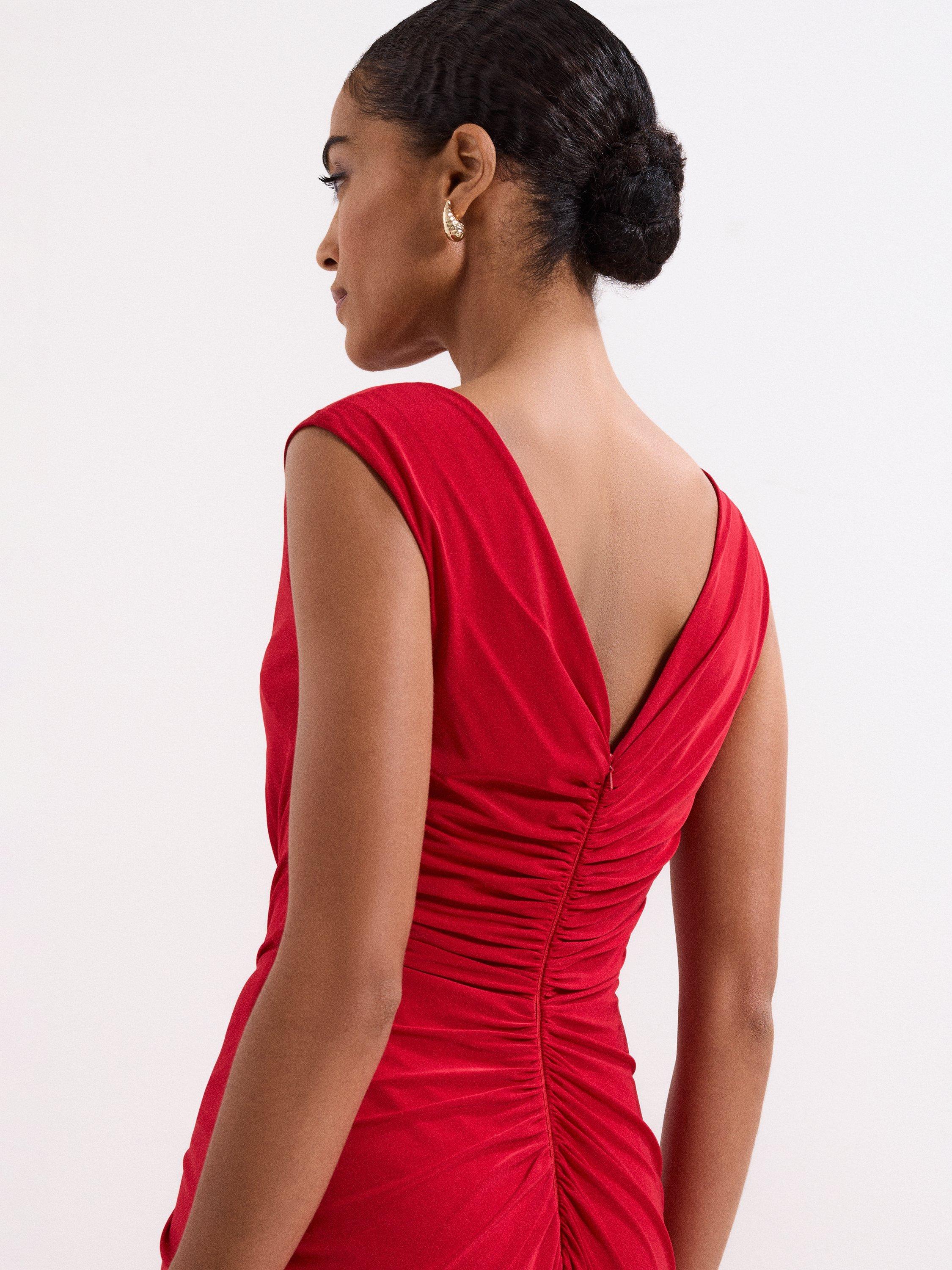 Product image 9 of 9, which shows Phase Eight Donna Drape Maxi Dress, Red, 6