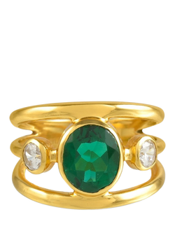 Shyla Gigi Open Band Crystal Ring, Emerald