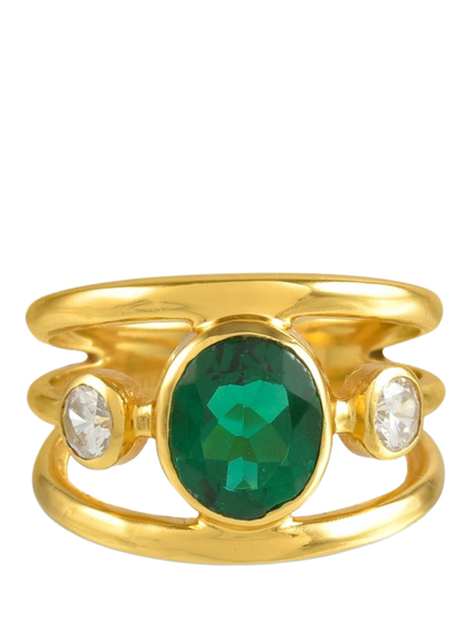 Shyla Gigi Open Band Crystal Ring, Emerald