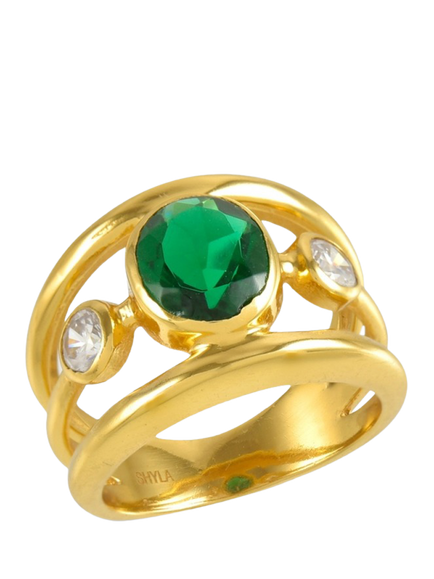 Shyla Gigi Open Band Crystal Ring - view 2, Emerald
