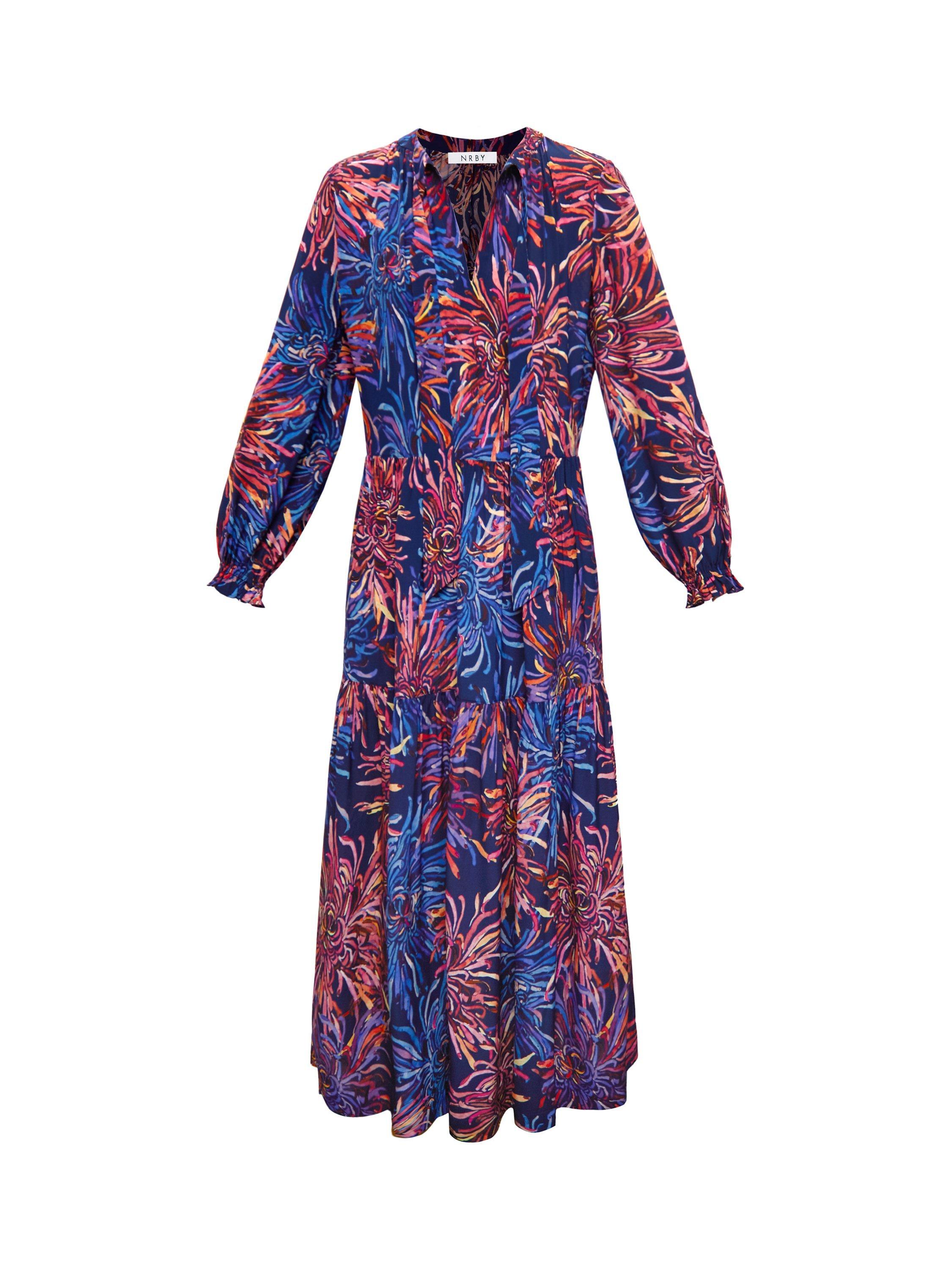 Product image 9 of 9, which shows NRBY Fiora Firework Pure Silk Dress, Multi, XS