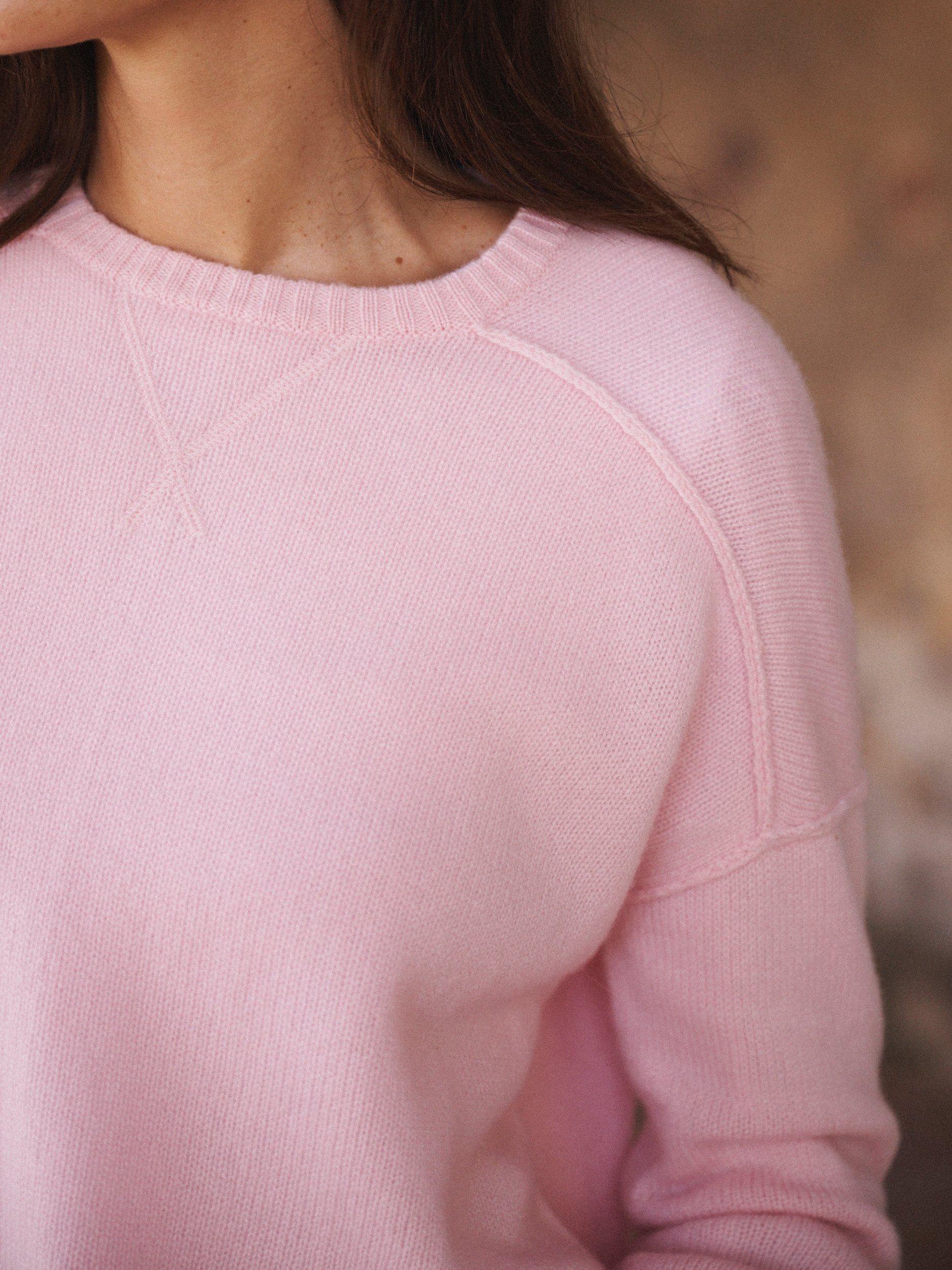 Product image 2 of 7, which shows NRBY Sydney Cashmere Crew Jumper, Soft Pink, S