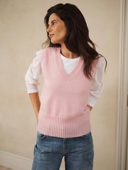 NRBY Vee Pure Cashmere Tank Top, Soft Pink